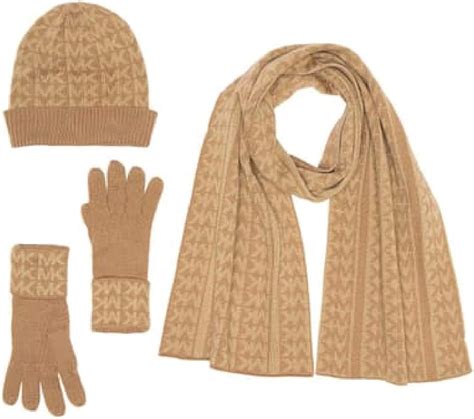 michael kors gold scarf|michael kors hat and gloves.